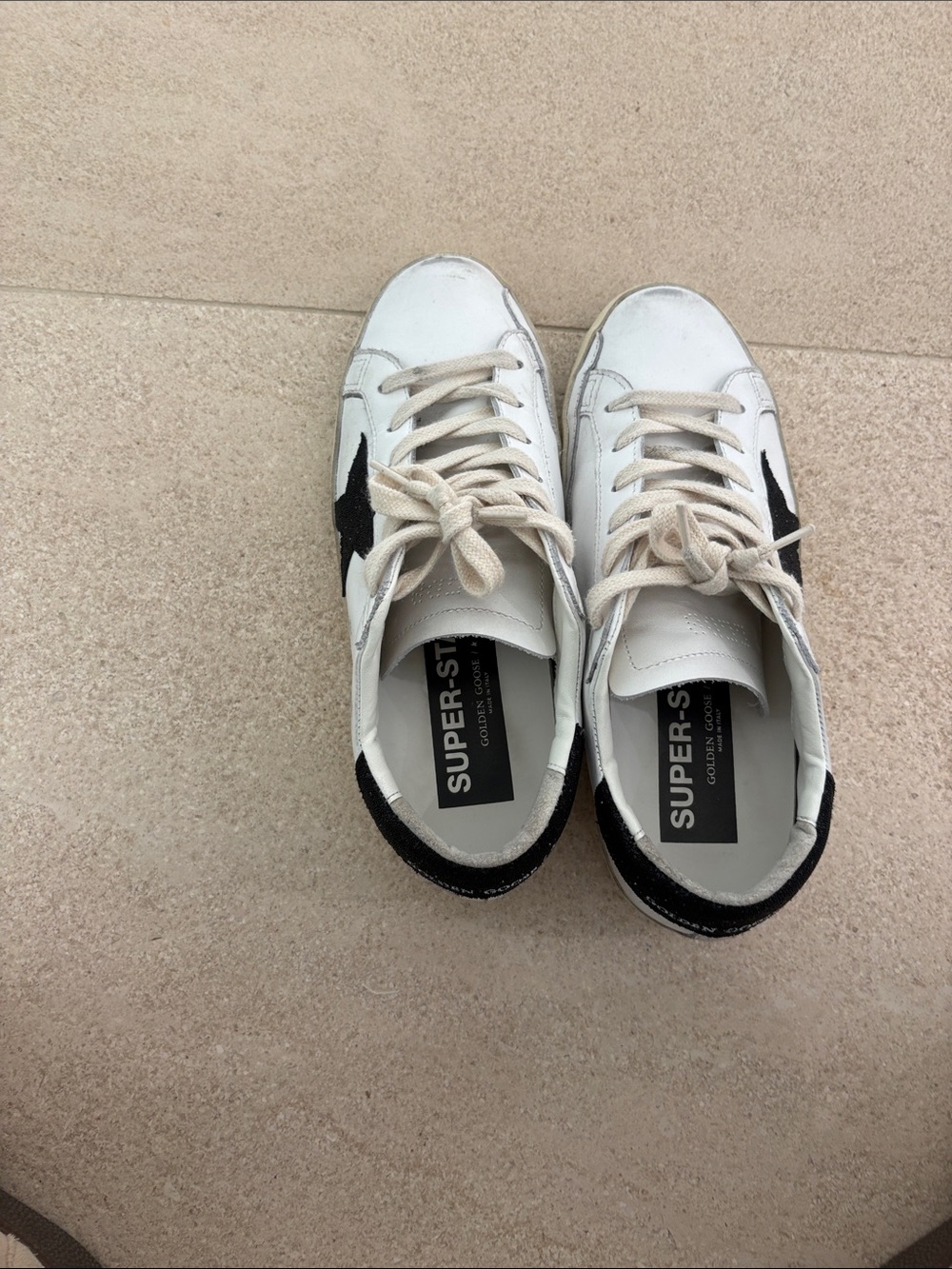 White & Black Leather golden goose Sneakers